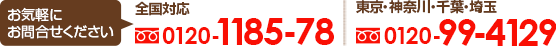 お問い合わせ番号：全国0120-1185-78、東京0120-99-4129